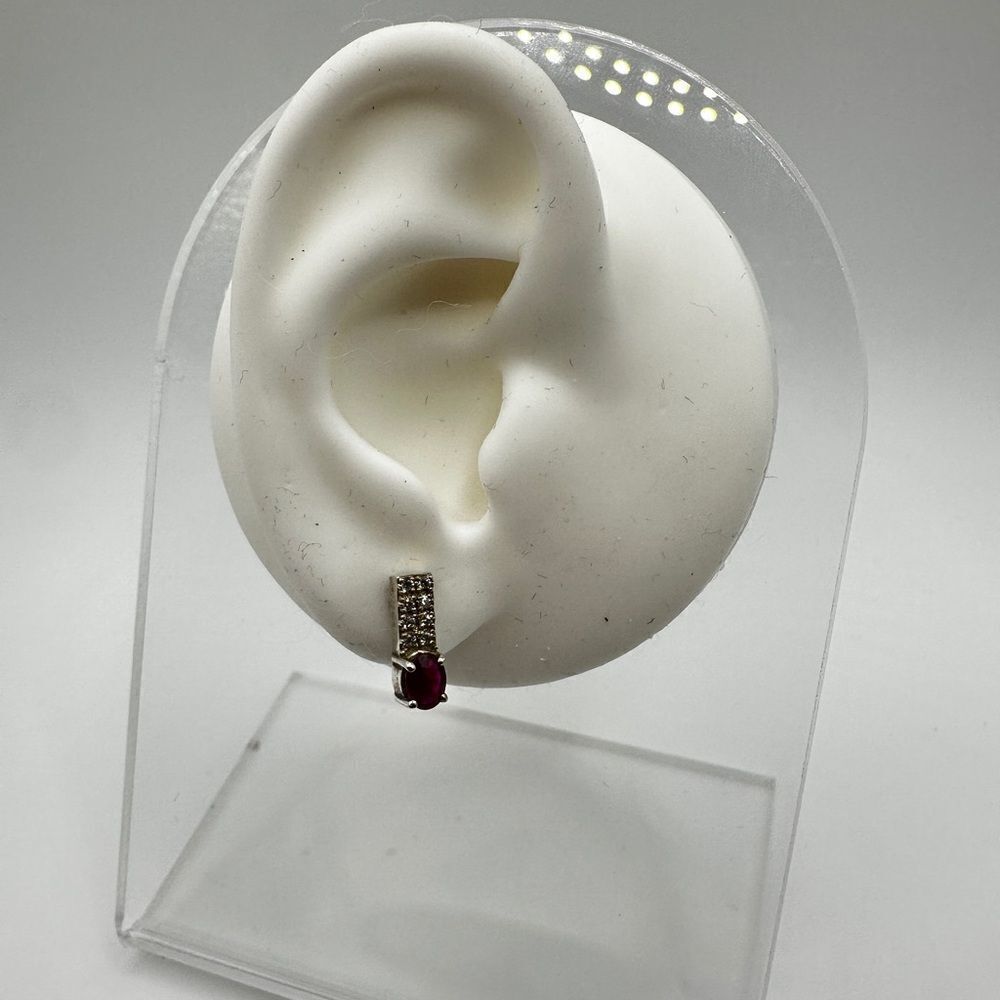 Genuine ruby and cz stud earrings in sterling silver!‎ - Picture 8 of 10